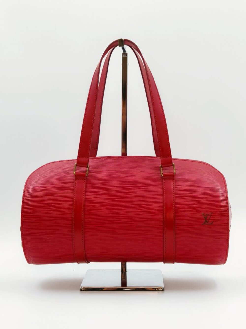 Louis Vuitton Epi Soufflot Red Leather Barrel Shoulder Bag w/ Pochette France - Picture 2 of 12